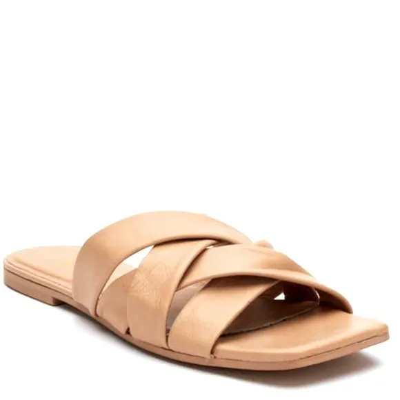 Natural Woven Slide Sandals Matisse Leather Pressure Size 7M Neutral Comfort