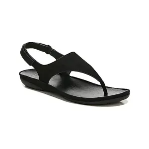 NATURALIZER Womens Black Lightweight Genn-detect Wedge Leather Thong Sandals 7 M