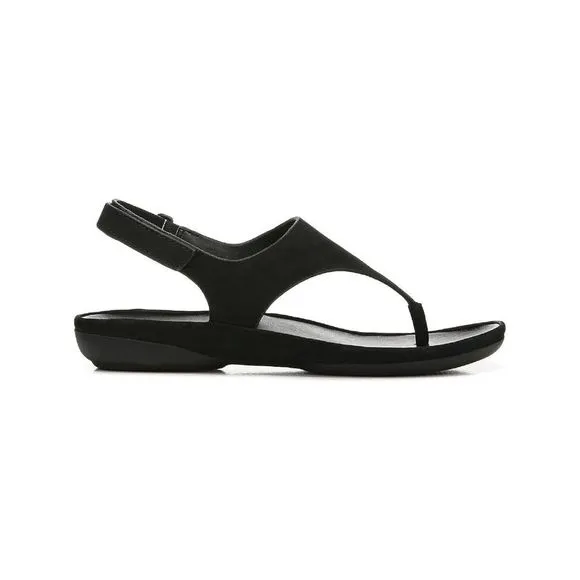 NATURALIZER Womens Black Lightweight Genn-detect Wedge Leather Thong Sandals 7 M