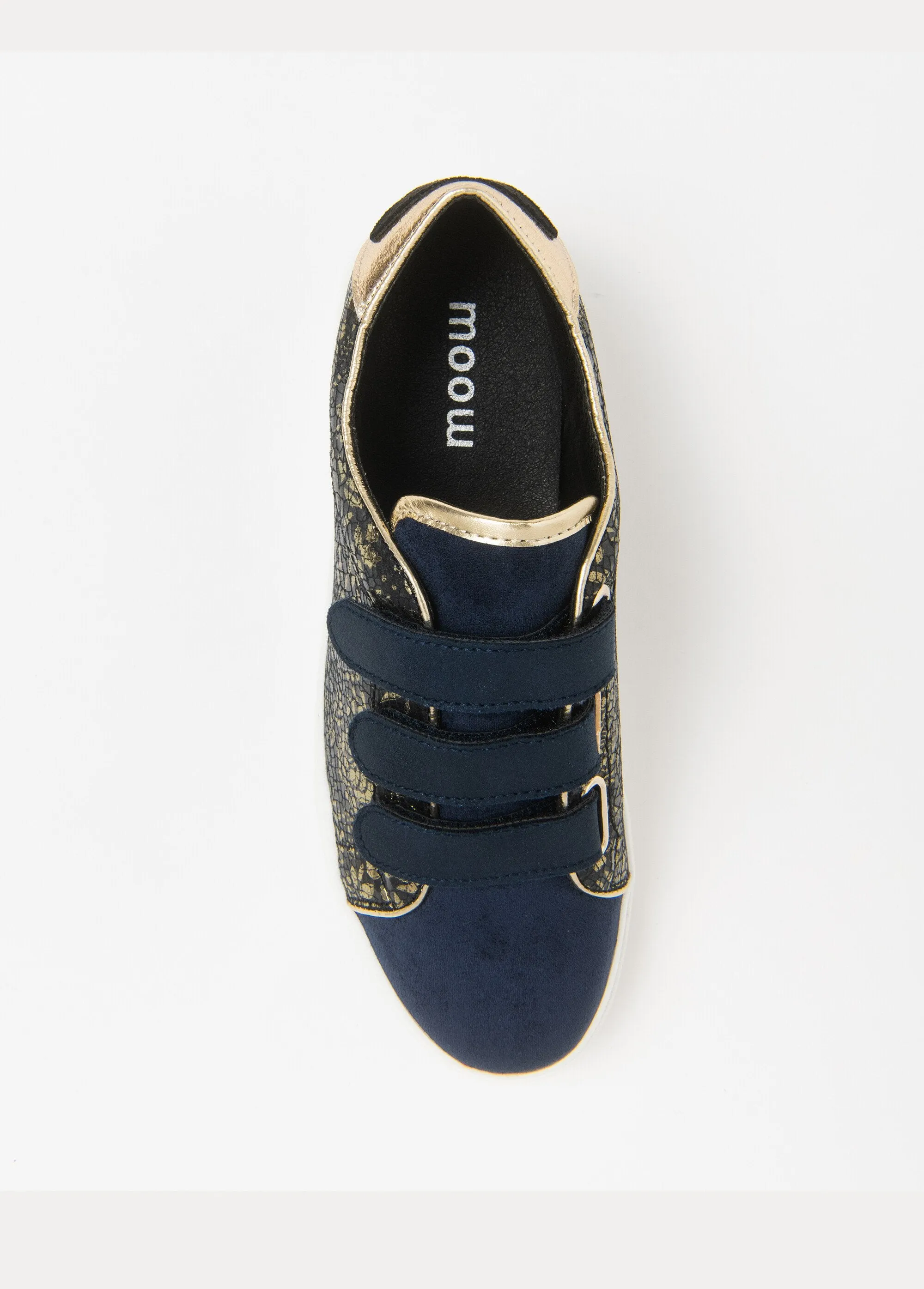 Navy and gold floral sneakers