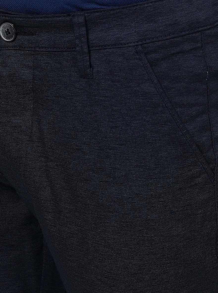 Navy Blue Solid Neo Fit Casual Trouser | Greenfibre