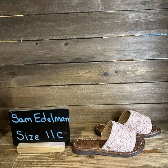 New $60 Childens Kids Sam Edelman Giovanna Slide Pink Sandals Size 11‎ C