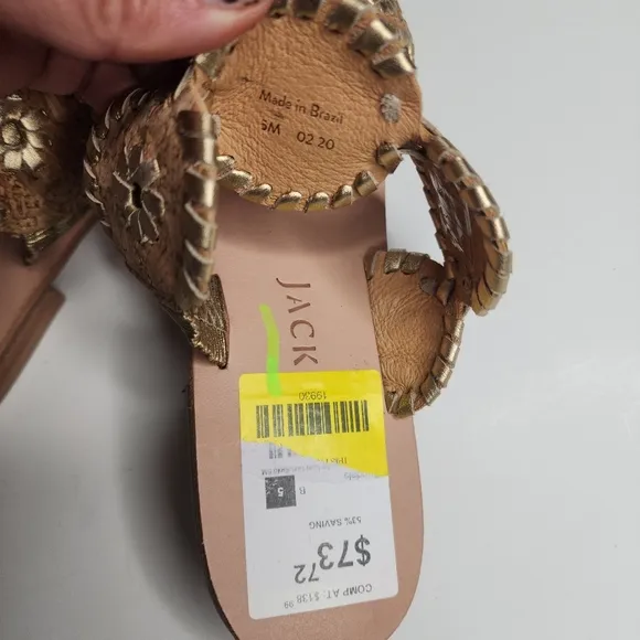 NEW Jack Rogers Lauren Leather Slide Sandal Gold Cork Size 5