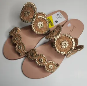 NEW Jack Rogers Lauren Leather Slide Sandal Gold Cork Size 5