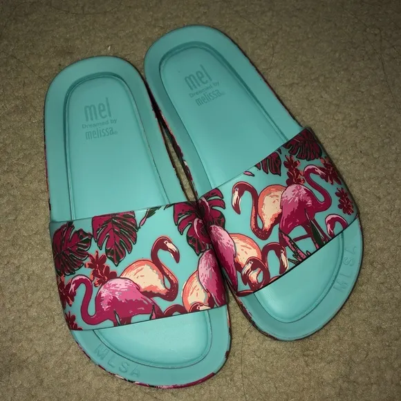 NEW Mini Melissa Mel Beach Slide Flamingo Sandal
