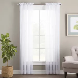 New Wayfair Basics Solid Sheer Rod Pocket Curtain Panels (Set of 2) in White 59" W X 84" L, winner can buy 2nd set @ winning bid!