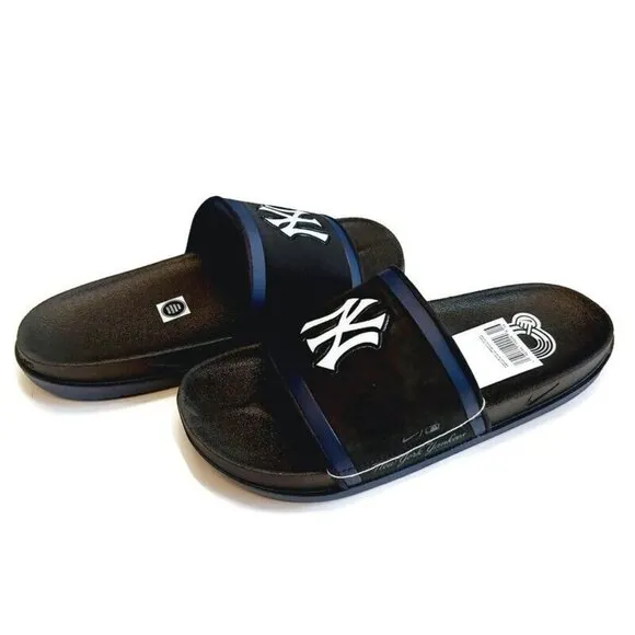 Nike Offcourt Slide New York Yankees Mens Size 12 Sandal Cushioned Strap Black