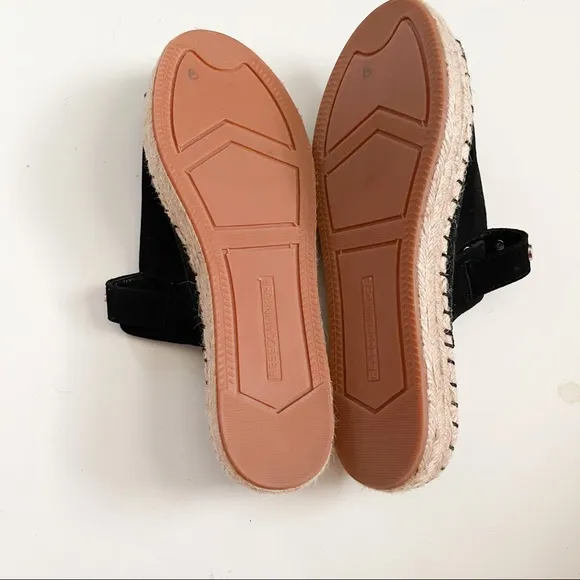 NWOT Rebecca Minkoff Black Gala Suede Espadrille Slide Sandals