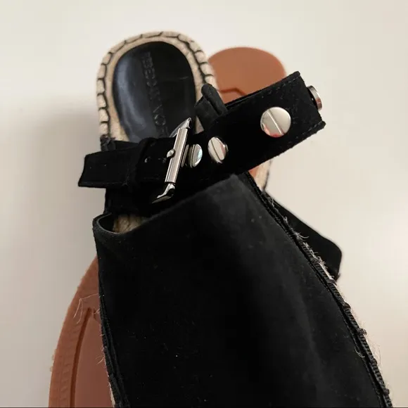 NWOT Rebecca Minkoff Black Gala Suede Espadrille Slide Sandals