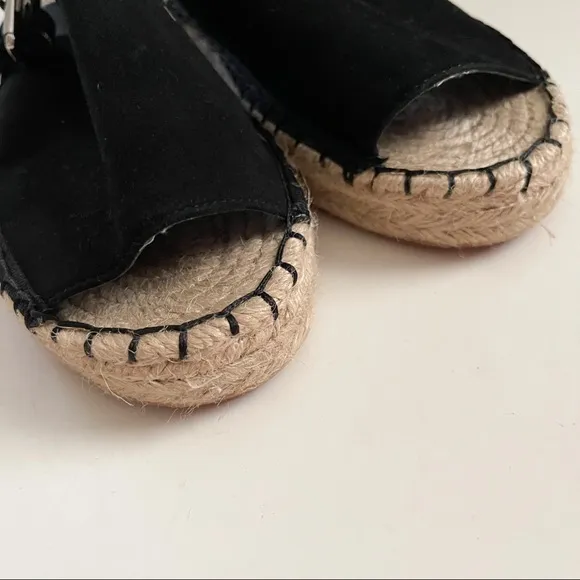 NWOT Rebecca Minkoff Black Gala Suede Espadrille Slide Sandals