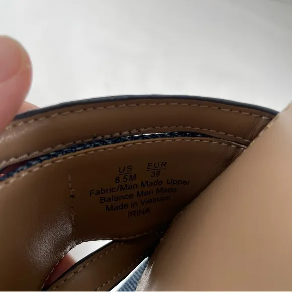 NWOT Women’s Sam Edelman Irina Slide Sandal in Blue Stone Leather/Denim Size 8.5