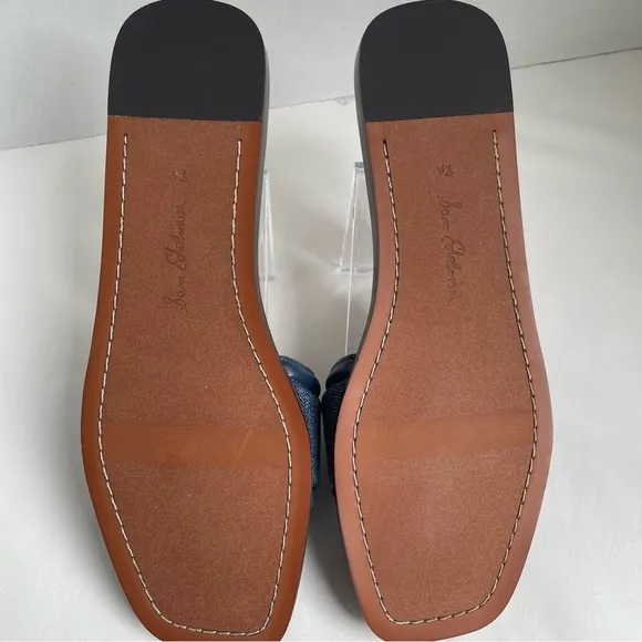 NWOT Women’s Sam Edelman Irina Slide Sandal in Blue Stone Leather/Denim Size 8.5