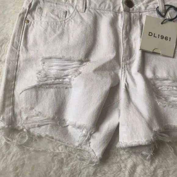 NWT DL1961 Karlie White Distressed Shorts