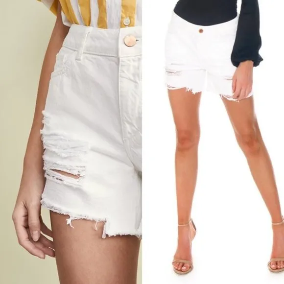 NWT DL1961 Karlie White Distressed Shorts
