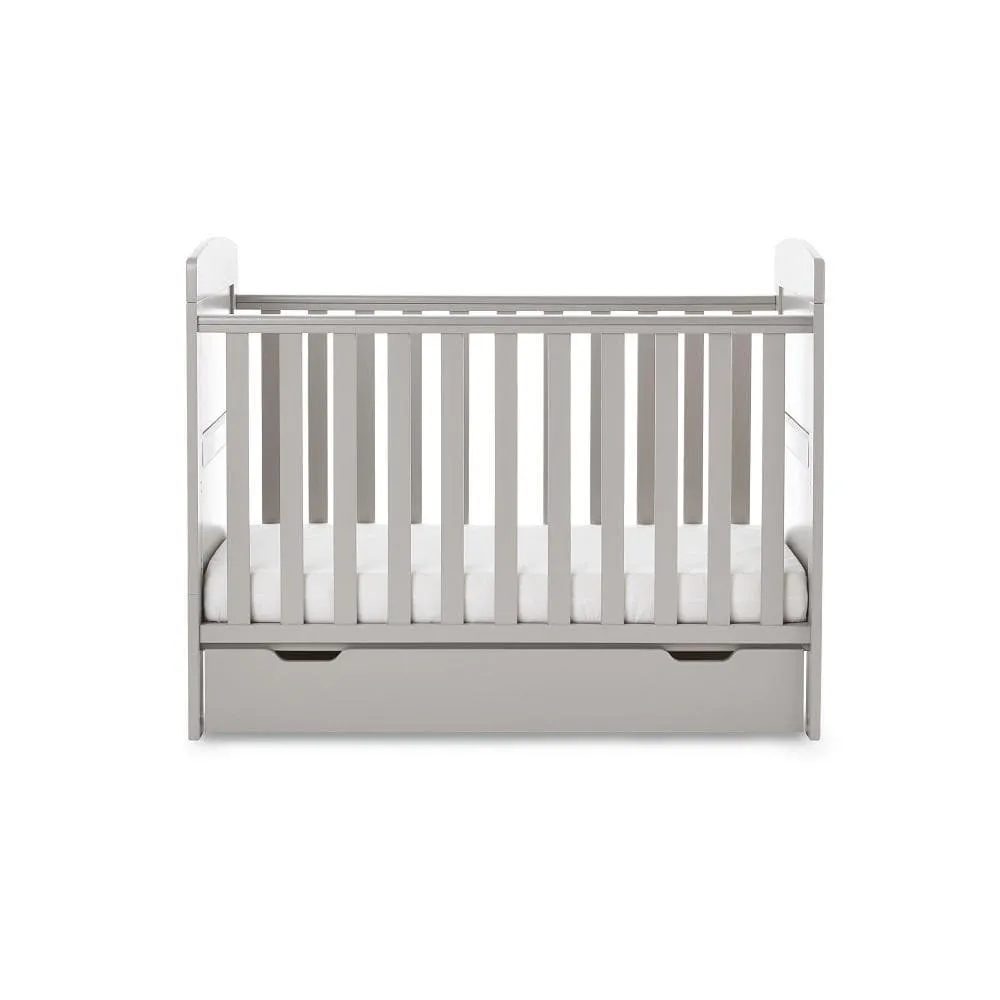Obaby Grace Mini Cot Bed & Under Drawer - Warm Grey