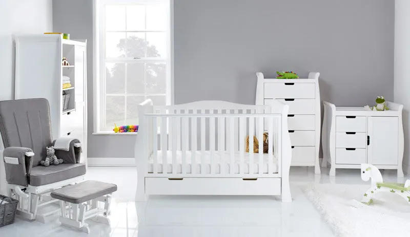 Obaby Stamford Luxe 5 Piece Room Set including Deluxe Glider Chair - White