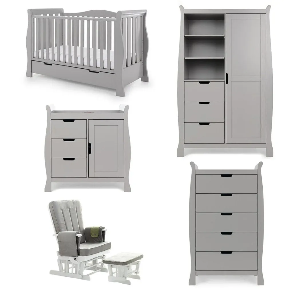 OBABY Stamford Luxe 5 Piece Room Set - Warm Grey