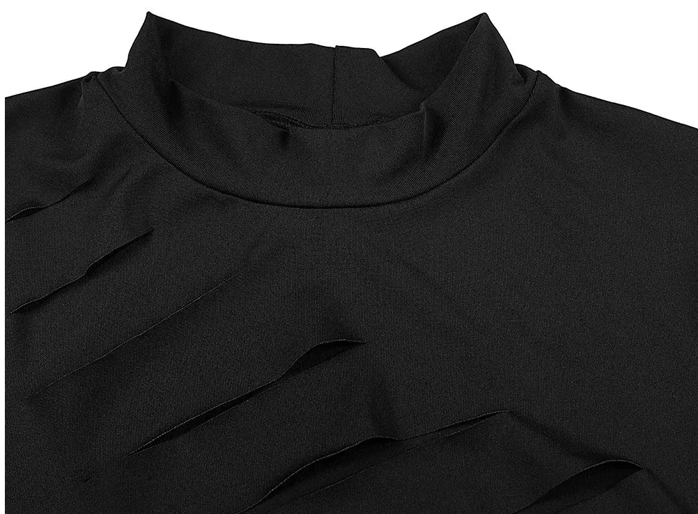 One Sleeve Cut Out Top & Sheer Pants Sets in Spandex/Polyester
