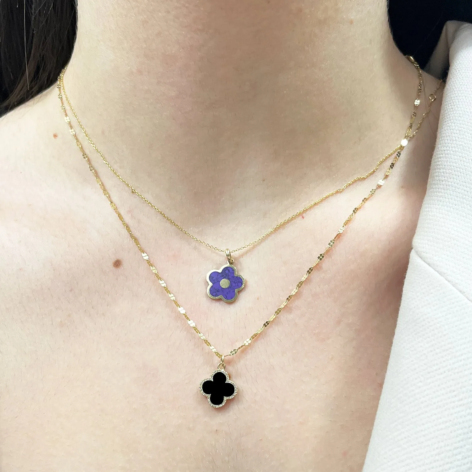Onyx Diamond Clover Charm