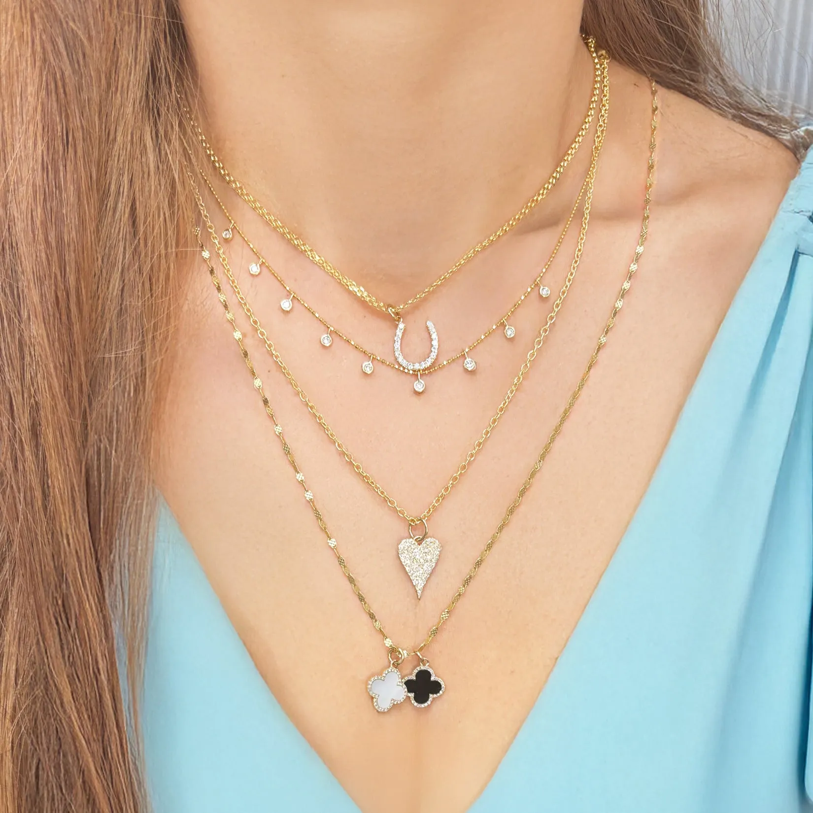Onyx Diamond Clover Charm