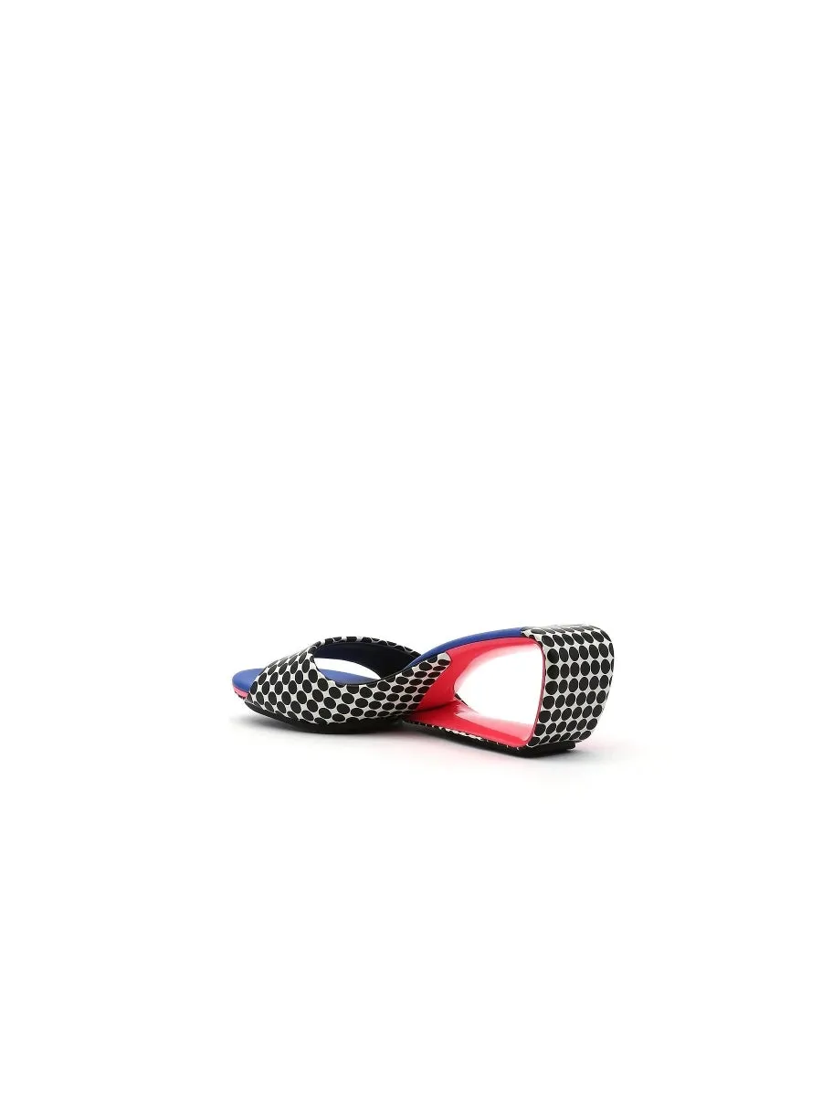 Open Twisted-Heel Leather Slide Sandal - Blue Dot