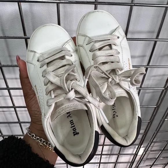 Palm Angels Boy's White Palm 1 Leather Tennis Sneakers Shoes Size 31 US Size 13