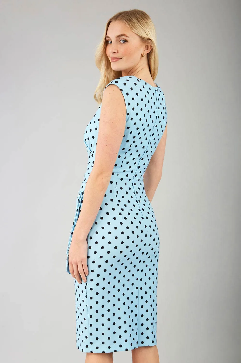 Perry Polka Dot Print Sleeveless Pencil Dress