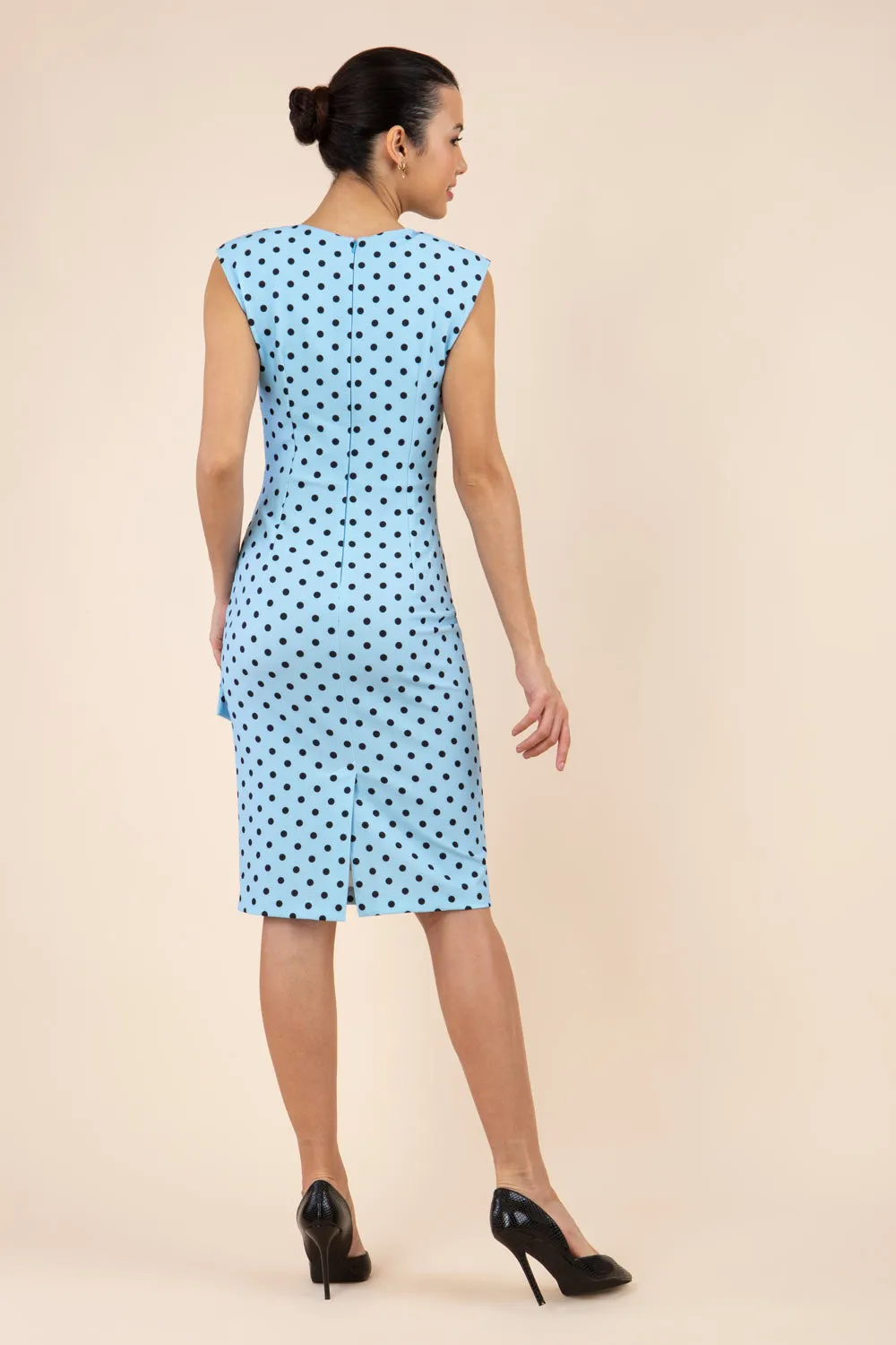 Perry Polka Dot Print Sleeveless Pencil Dress