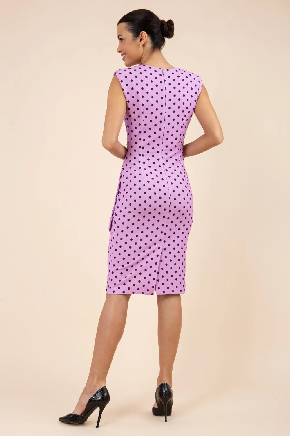 Perry Polka Dot Print Sleeveless Pencil Dress