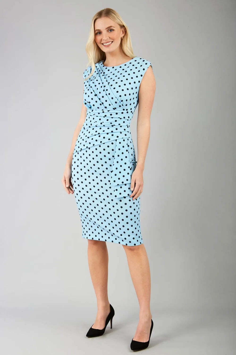 Perry Polka Dot Print Sleeveless Pencil Dress