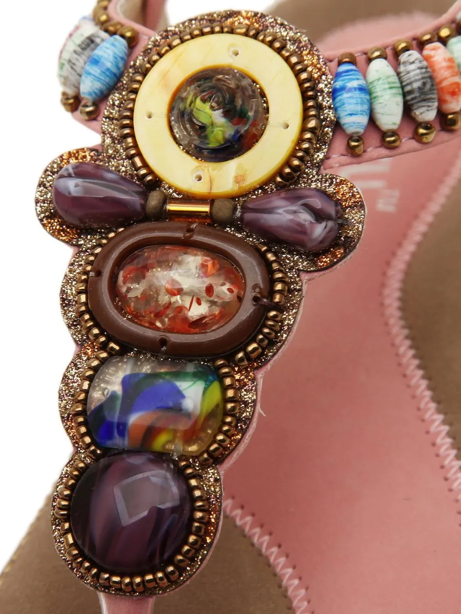 Pink Beaded Sandal