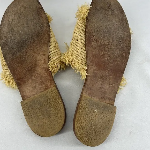 Proud Mary Anthropologie Footwear Raffia Fringe Slide Sandals