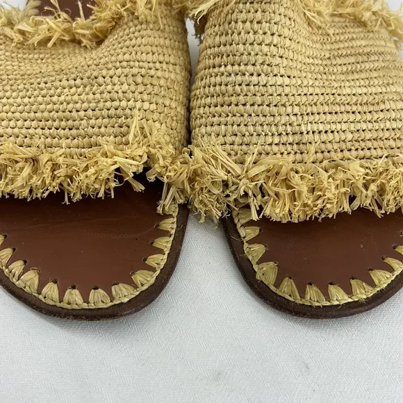 Proud Mary Anthropologie Footwear Raffia Fringe Slide Sandals