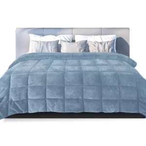 Quilt Doona Comforter Blanket Velvet Winter Warm Queen Bedding Blue