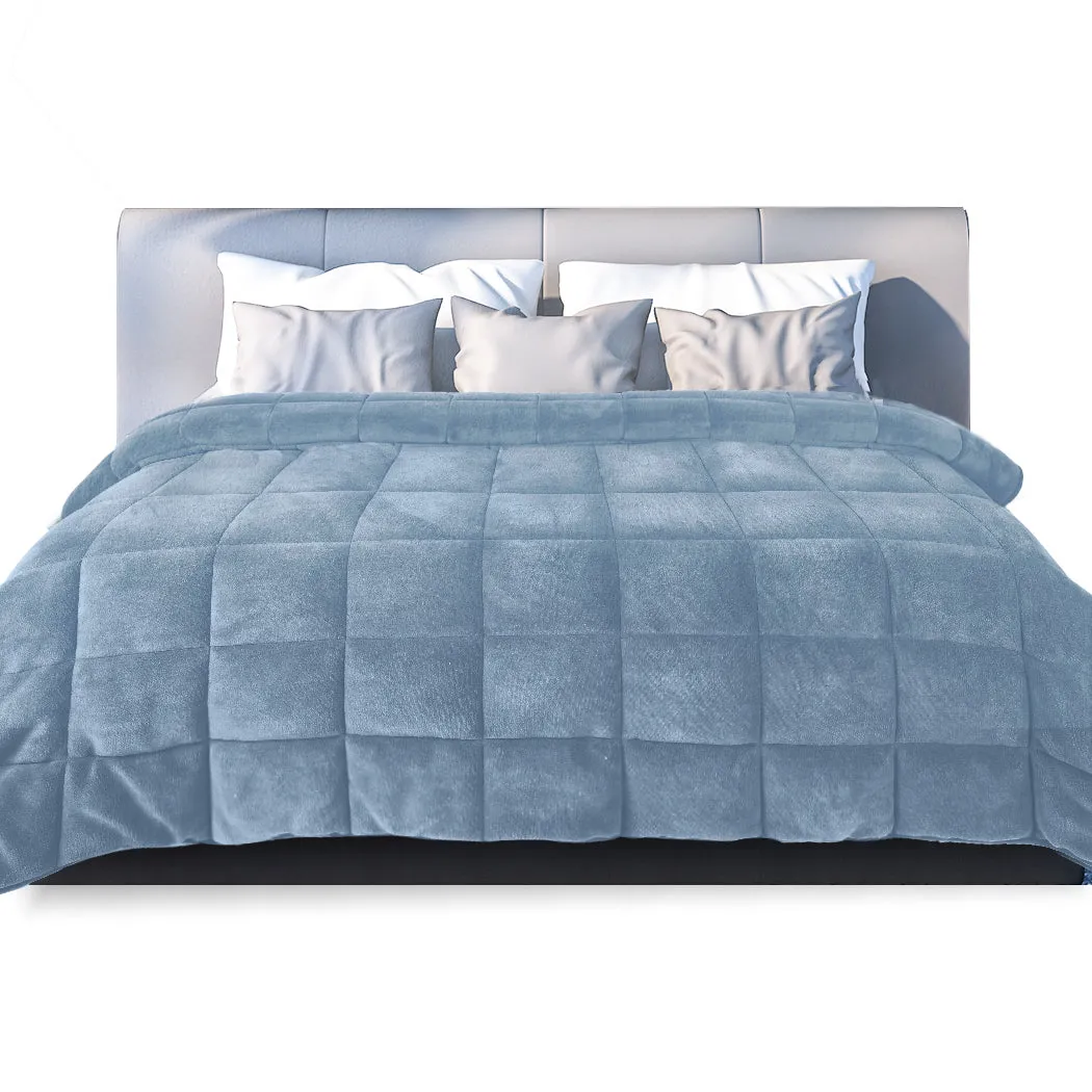 Quilt Doona Comforter Blanket Velvet Winter Warm Queen Bedding Blue