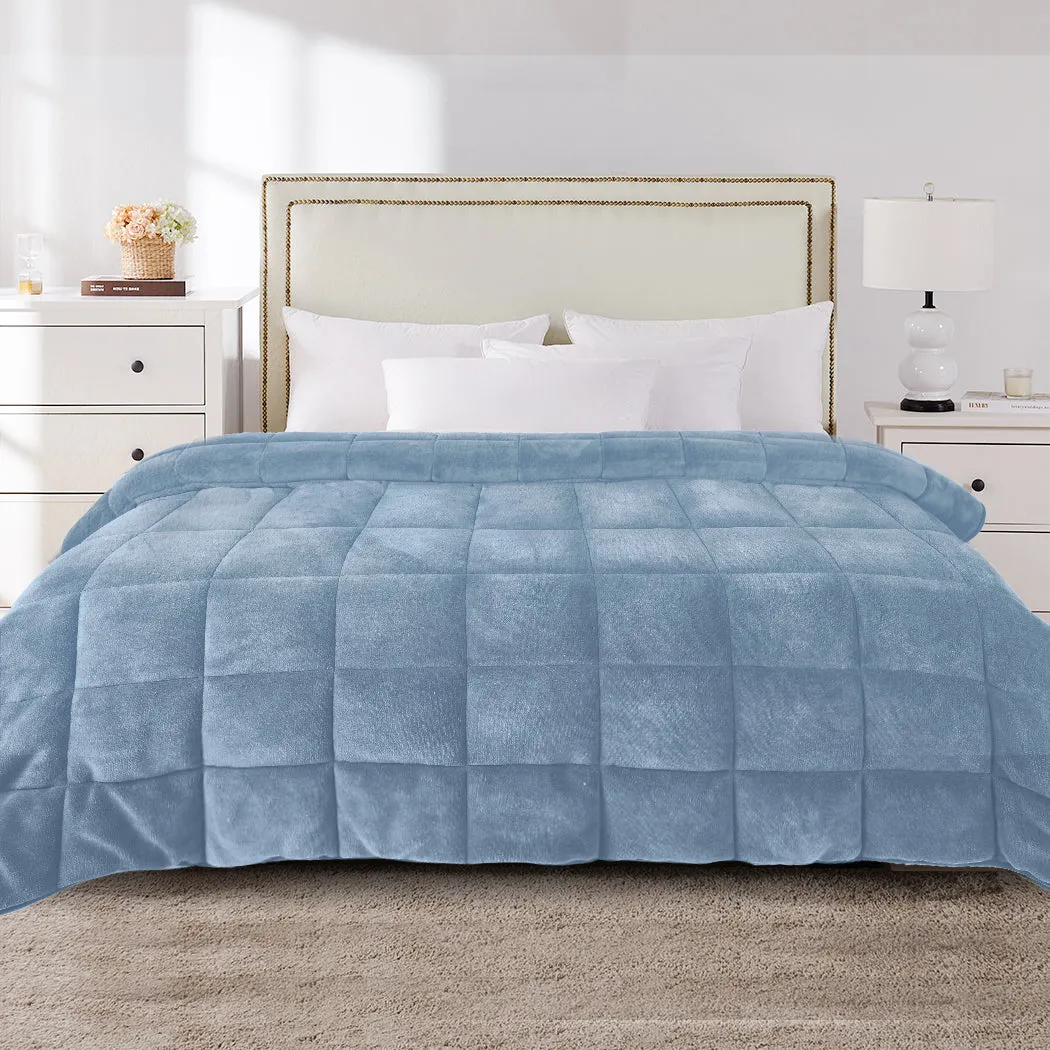 Quilt Doona Comforter Blanket Velvet Winter Warm Queen Bedding Blue