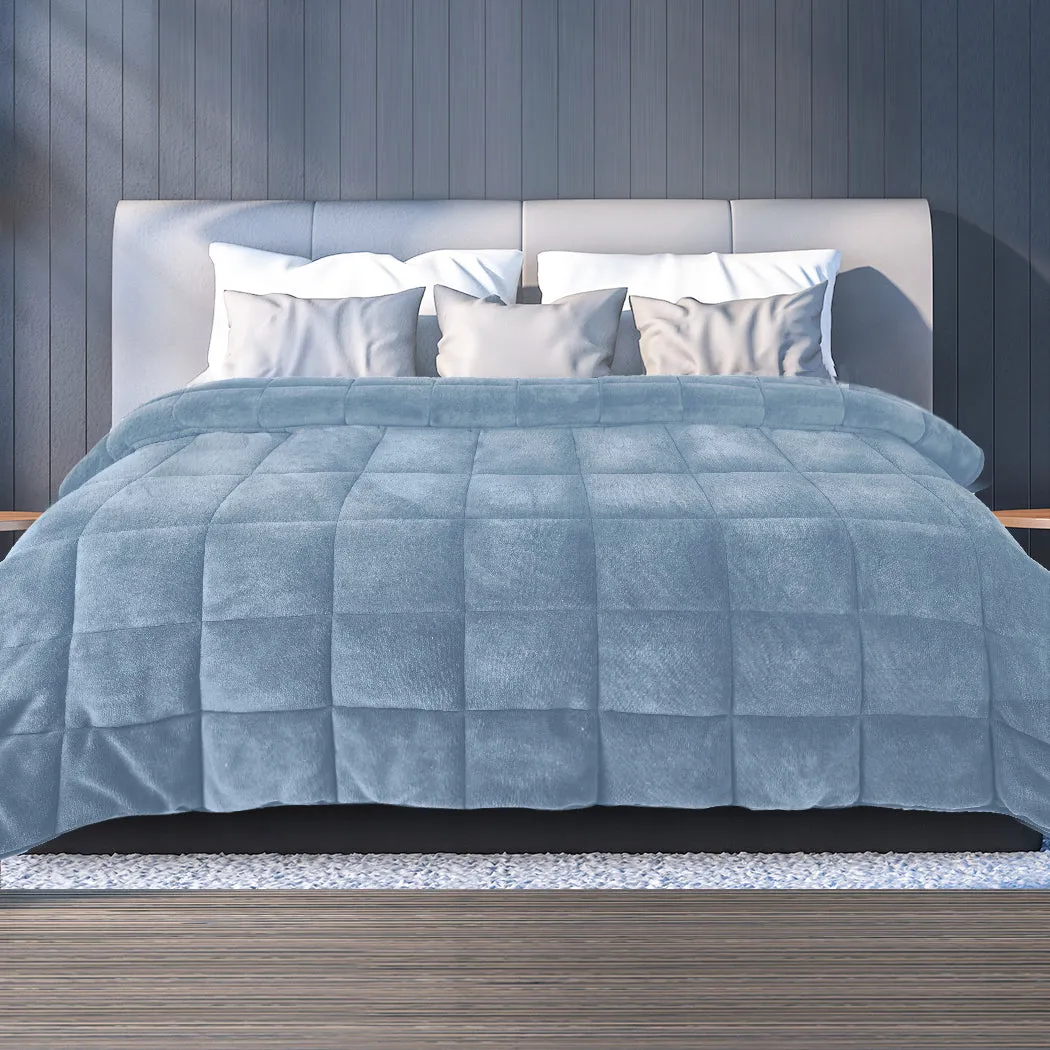 Quilt Doona Comforter Blanket Velvet Winter Warm Queen Bedding Blue