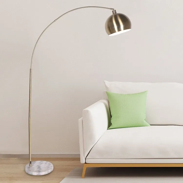 SARANTINO METAL ARC FLOOR LAMP ANTIQUE BRASS WITH MARBLE BASE