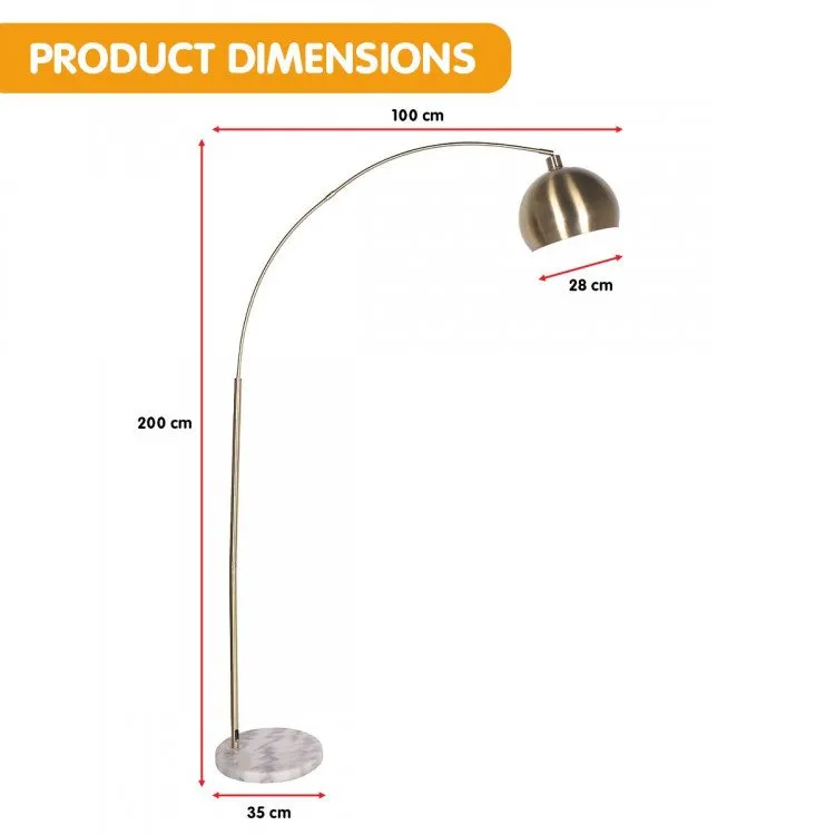 SARANTINO METAL ARC FLOOR LAMP ANTIQUE BRASS WITH MARBLE BASE