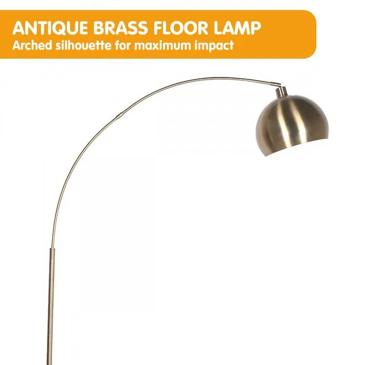SARANTINO METAL ARC FLOOR LAMP ANTIQUE BRASS WITH MARBLE BASE