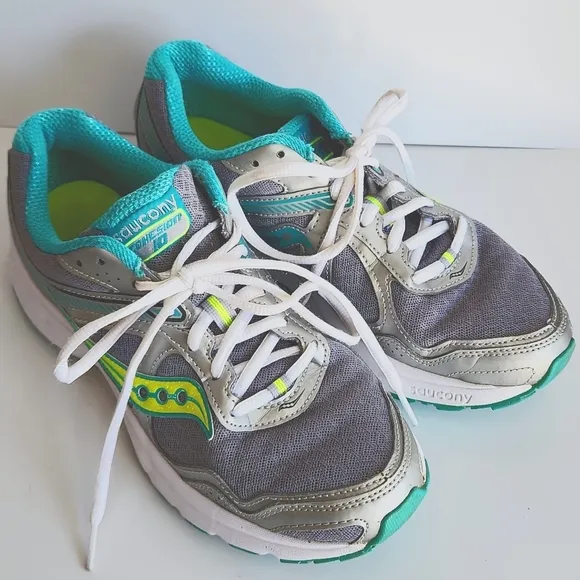 Saucony Womens Gray and Teal Sneakers