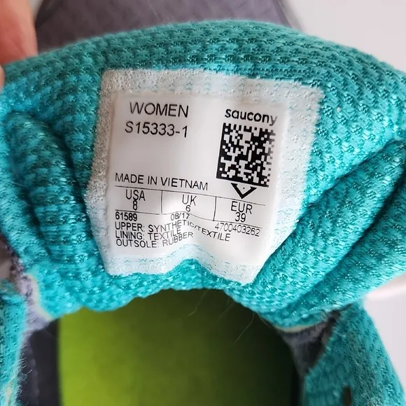 Saucony Womens Gray and Teal Sneakers