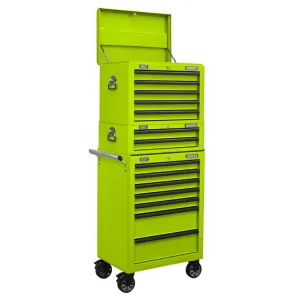 Sealey 14 Drawer Topchest, Mid-Box & Rollcab Combination - Green/Black - A