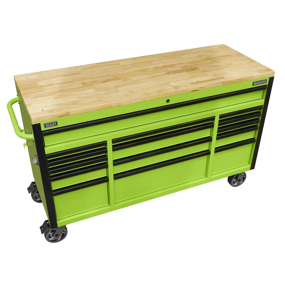 Sealey Superline Pro 15 Drawer Mobile Trolley with Wooden Worktop 1549mm