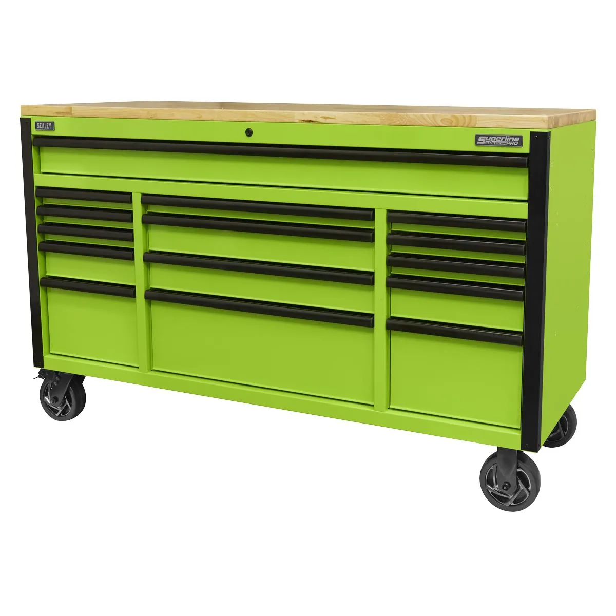 Sealey Superline Pro 15 Drawer Mobile Trolley with Wooden Worktop 1549mm