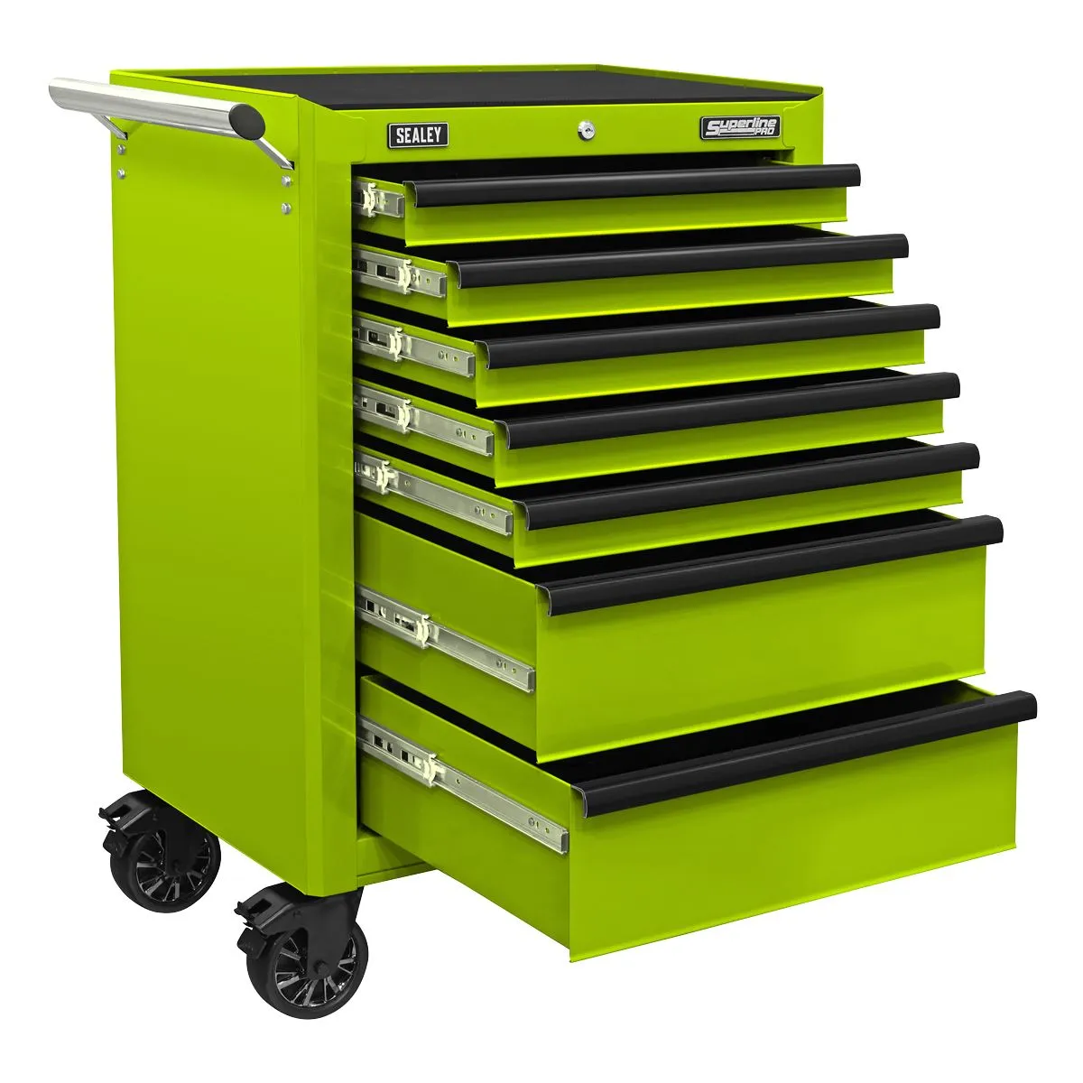 Sealey Superline Pro Rollcab 7 Drawer with Ball-Bearing Slides - Green/Black