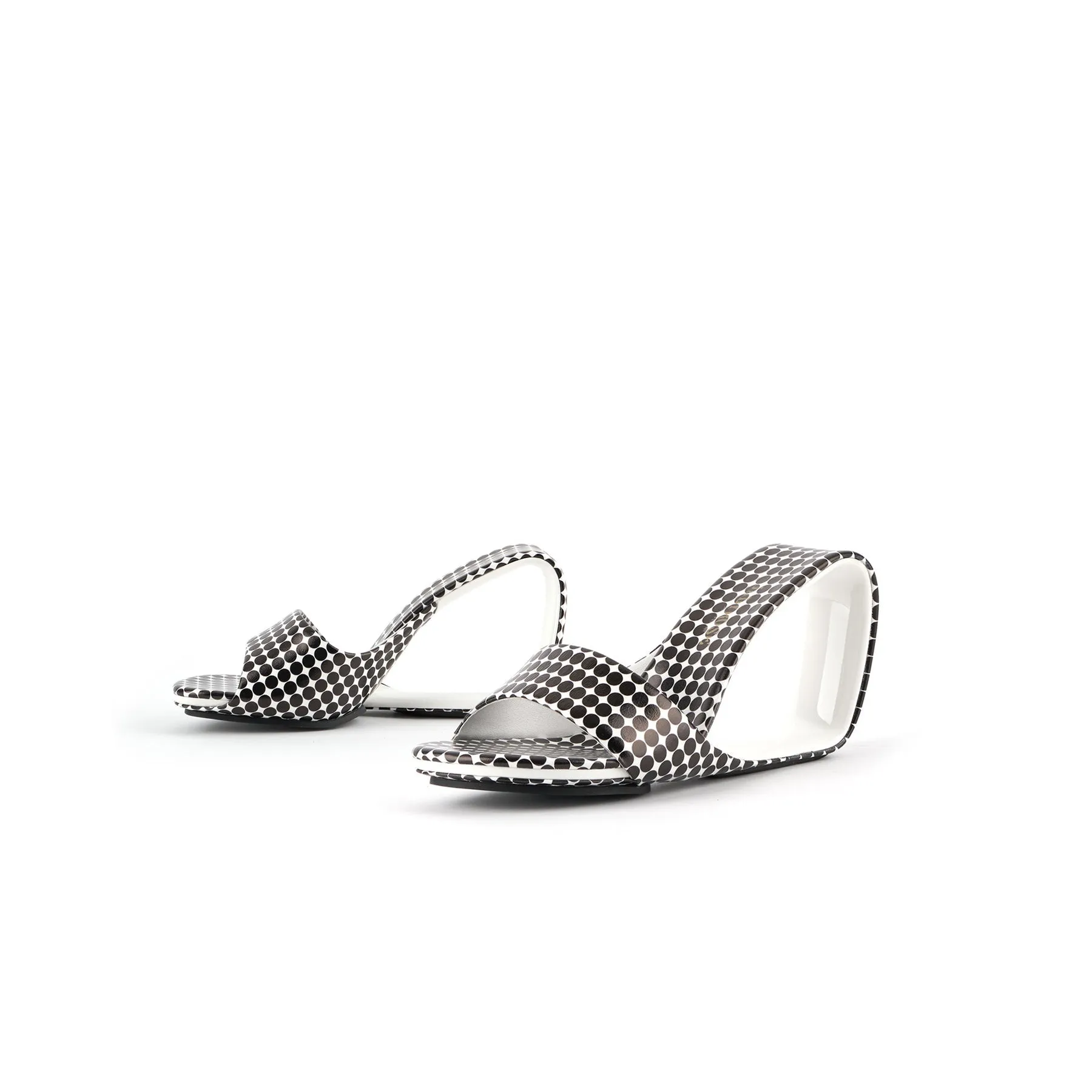 Set It Straight Leather Wedge Slide - Black