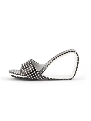 Set It Straight Leather Wedge Slide - Black