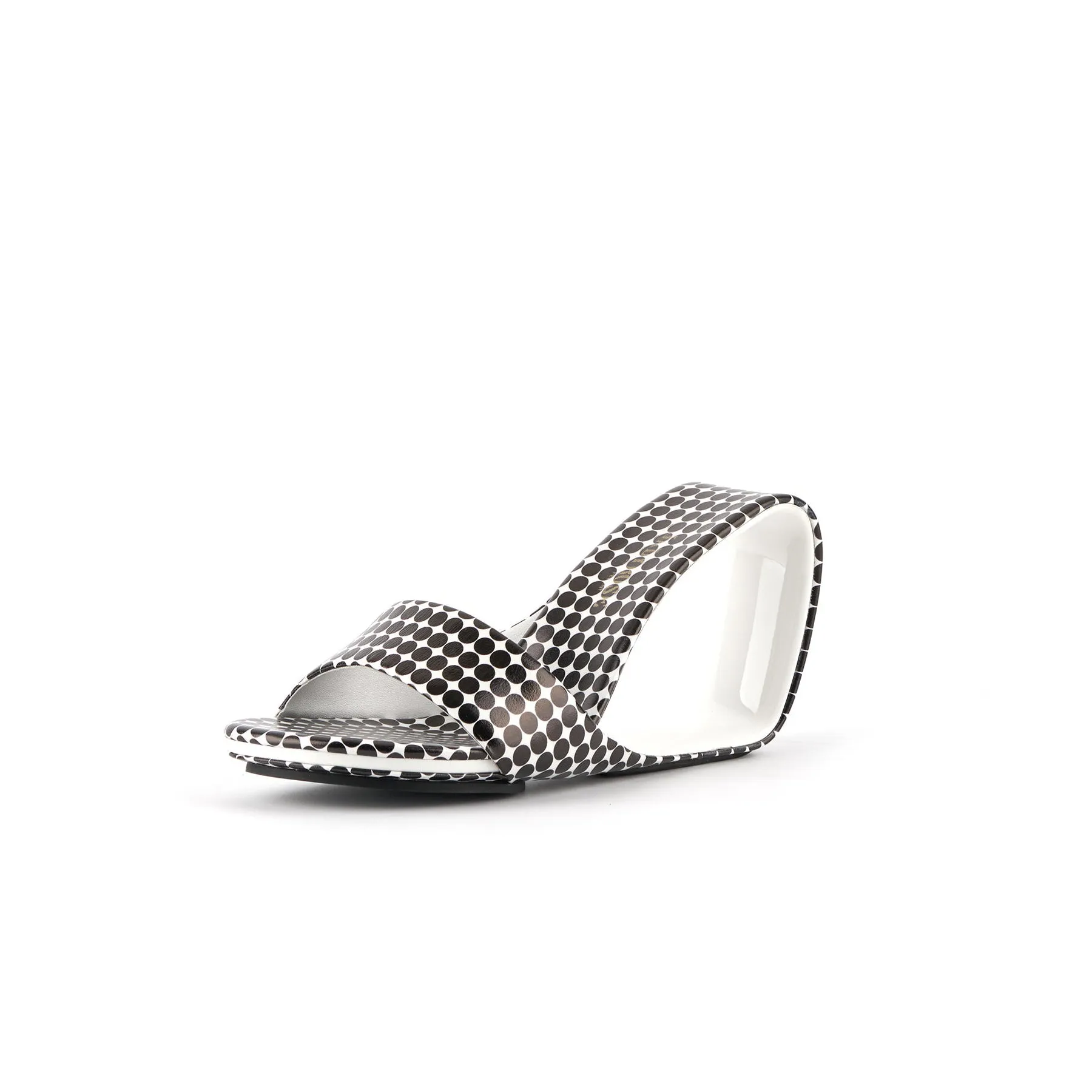 Set It Straight Leather Wedge Slide - Black