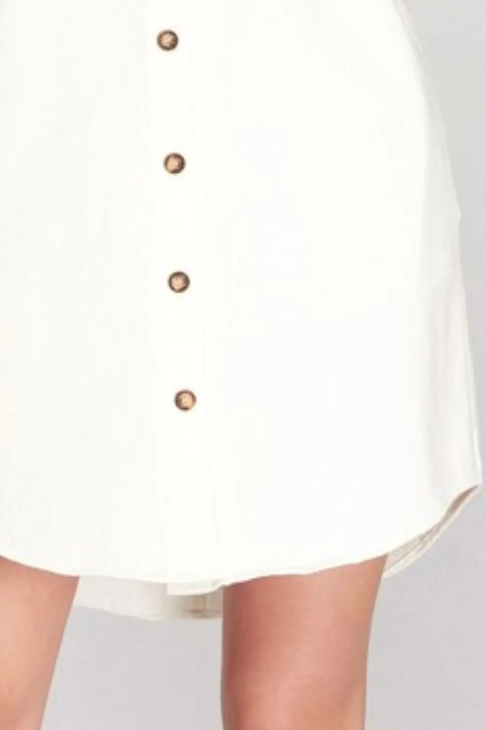 She   Sky Folded Cuff Button Down Washed Twill Shirt Dress